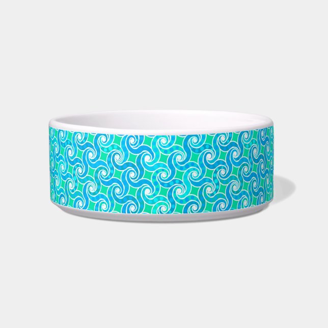 Écuelle motif Abstrait - Bleu, Jade vert & Blanc (Gauche)