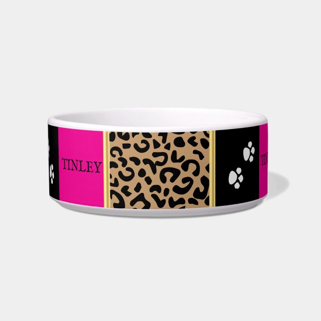 Écuelle Motif animal léopard avec noir et rose (Devant)