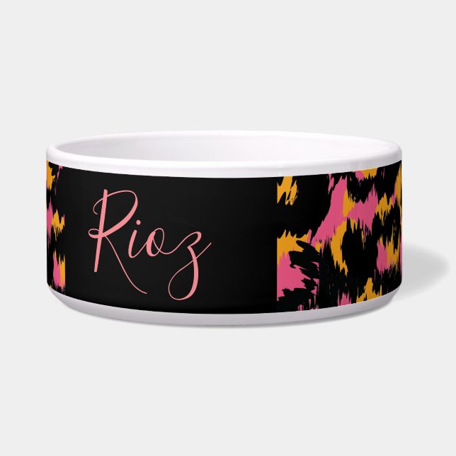 Écuelle Motif animal rose Nom noir     (Devant)