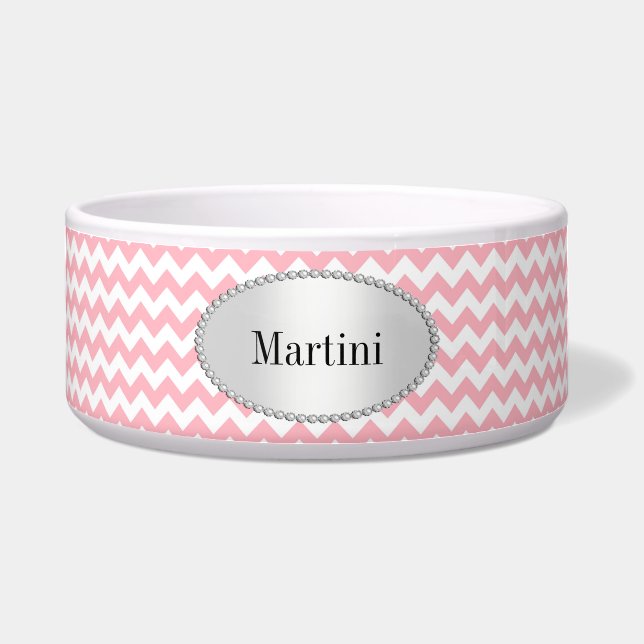 Écuelle Motif blanc rose Chevron Zig-Zag (Devant)
