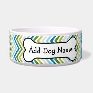 Écuelle Motif Chevron bleu et citron vert avec os de chien