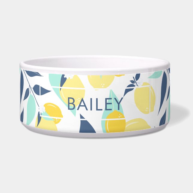 Écuelle Motif citron jaune et menthe (Devant)