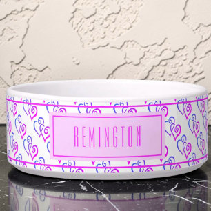 Écuelle Motif de cœur lié rose bleu violet personnalisé