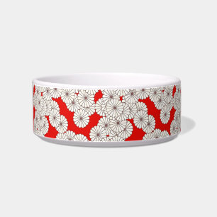 Écuelle Motif de fleurs Art déco - crème sur rouge