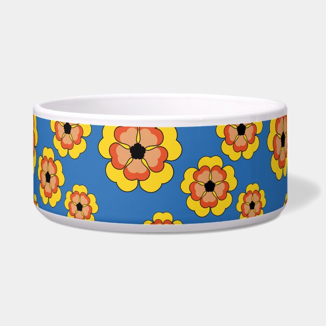 Écuelle Motif de fleurs orange jaune (Devant)