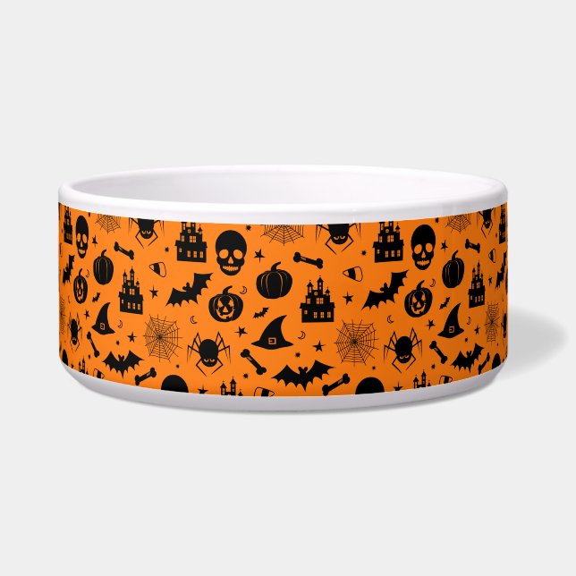 Écuelle Motif de Halloween orange et noir (Devant)