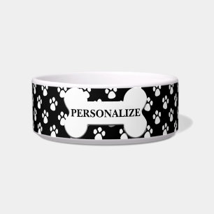 Écuelle Motif de patte personnalisé en noir et blanc