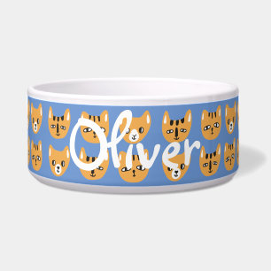 Écuelle Motif de tête de chat jaune mignon personnalisable
