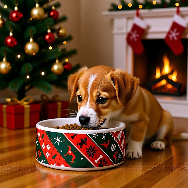 Écuelle Motif diagonal de Noël époustouflant 💚❤️ (Stunning 💚❤️Xmas diagonal pattern Bowl)