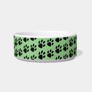 Écuelle Motif Empreinte de patte noir simple sur vert