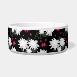 Écuelle Motif floral blanc élégant sur fond noir