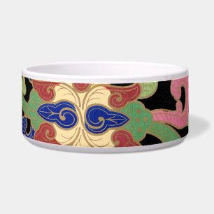 Écuelle Motif floral de chinoiserie coloré sur fond noir