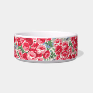 Écuelle Motif floral de rose rouge vintage pour animal de