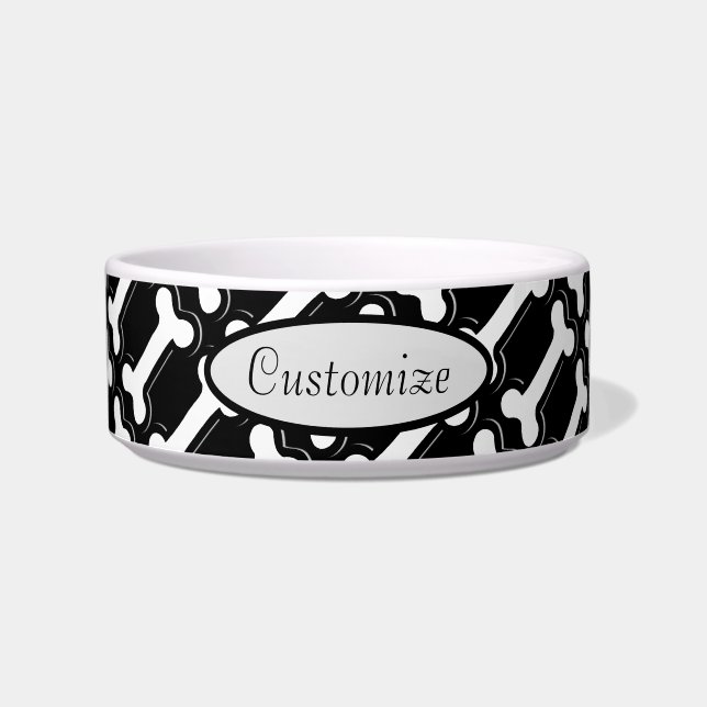 Écuelle Motif personnalisable noir et blanc Bones (Devant)