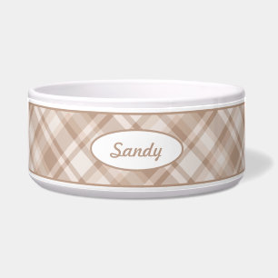 Écuelle Motif Plaid Beige Avec Nom Personnalisé De L'Anima