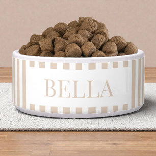 Écuelle Motif rayures blanches beige moderne minimal Chien