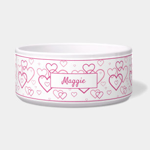 Écuelle Motif rose En Formes De Coeur Avec Nom Personnalis