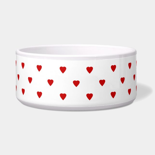 Écuelle Motif rouge de coeurs sur un fond blanc (Devant)