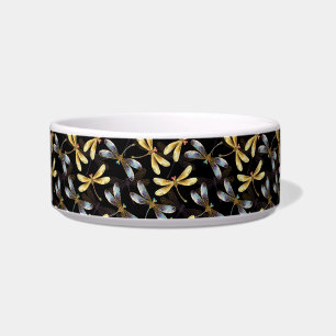 Écuelle Motif sans couture avec libellules d'or