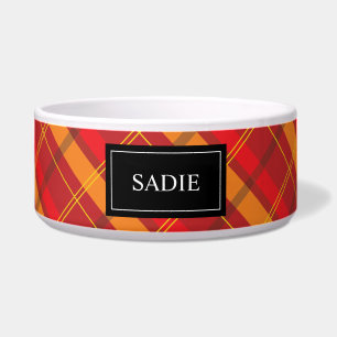 Écuelle Motif Tartan rouge et orange avec nom de animal de