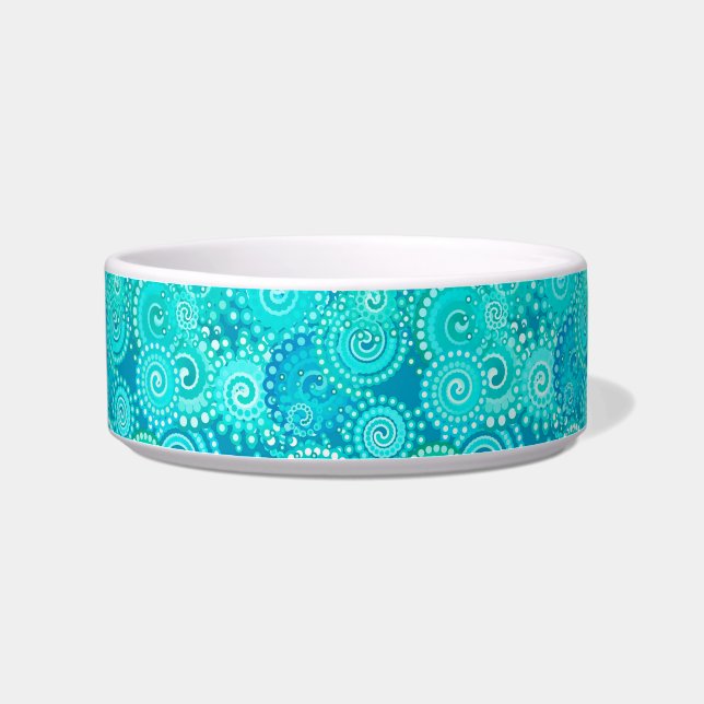 Écuelle Motif tourbillon fractal, nuances bleu océan (Gauche)