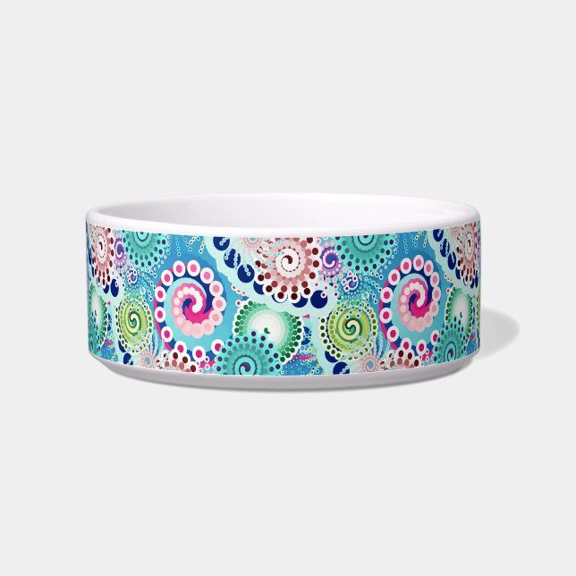 Écuelle Motif tourbillon fractal, turquoise, rose, multi (Gauche)