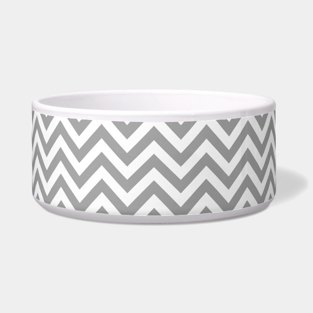 Écuelle Motif ZigZag Chevron Large Blanc Gris Foncé (Devant)