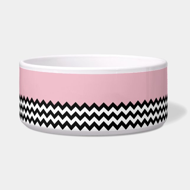 Écuelle Motif Zigzag noir et blanc, Chevron, rose (Devant)