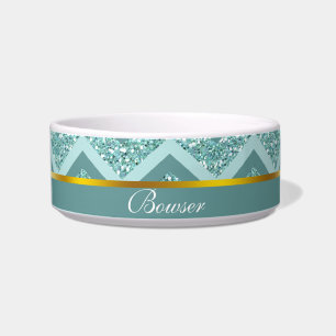 Écuelle Motif ZigZag Parties scintillant Turquoise