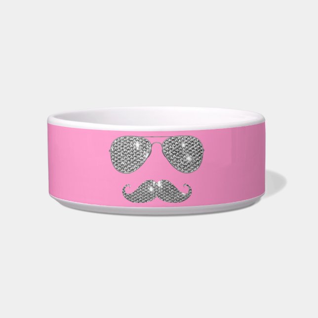 Écuelle Moustache drôle de diamant avec des verres (Devant)