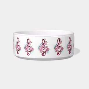 Écuelle Musical treble clef notes with sakura flowers