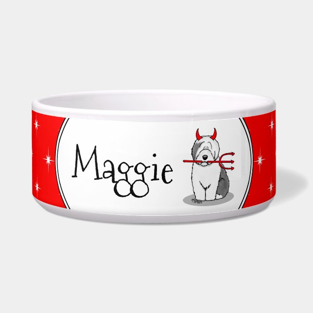 Écuelle Naughty Devil Old English Sheepdog (Gris 1) (Devant)