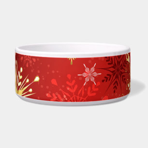 Écuelle Noël Golden Snowflakes sur Arrière - plan rouge