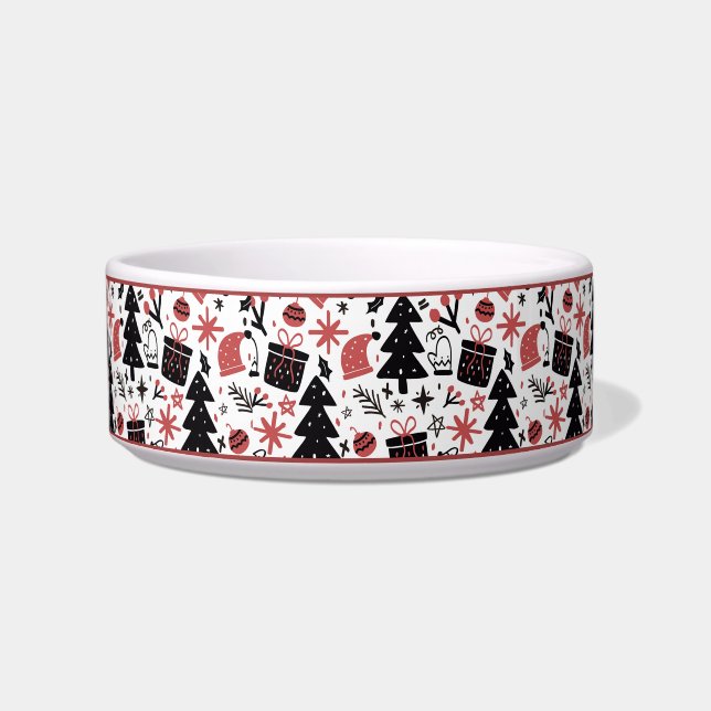 Écuelle Noël Noël Motif Noël Arbre Père Noël Chien Chat (Devant)