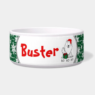 Écuelle Noël Père Noël American Eskimo Chien HO HO HO Mign
