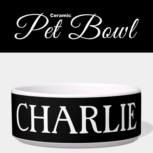 Écuelle Noir et blanc avec nom chat ou chien (Créateur téléchargé)
