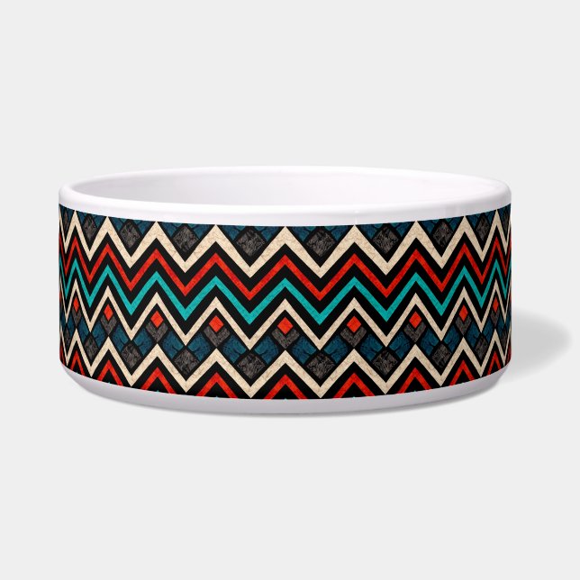 Écuelle Noir Rouge Turquoise Beige Aztèque Motif (Devant)