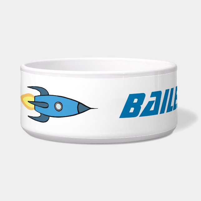 Écuelle Nom d'animal domestique personnalisé bleu d'espace (Devant)