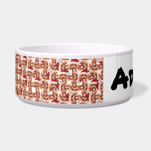 Écuelle Nom de caniche drôle Motif de Noël (Devant)