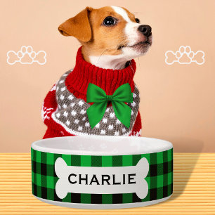 Écuelle Nom de l'os de chien plaqué de buffle vert personn
