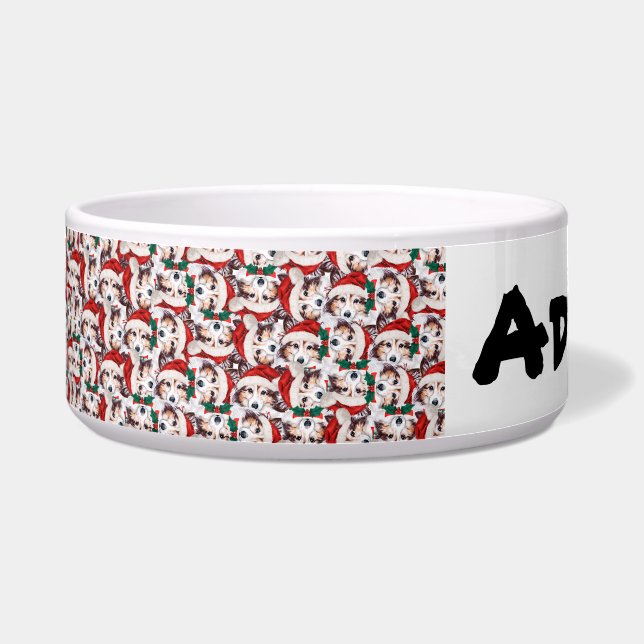 Écuelle Nom drôle de Sheltie pour un motif de Noël (Devant)
