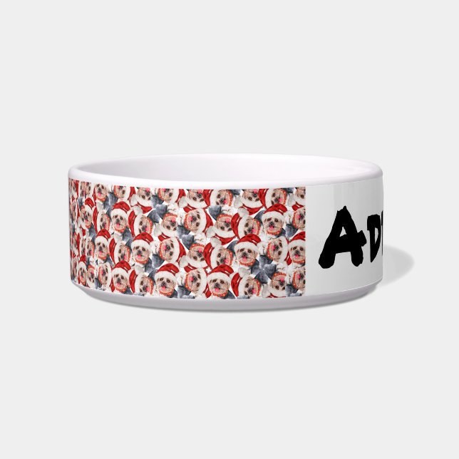 Écuelle Nom drôle de Yorkshire Terrier à motif de Noël (Devant)