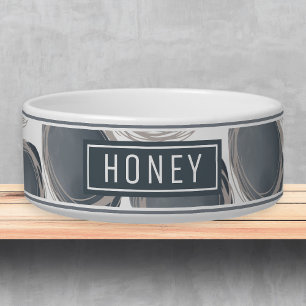Écuelle Nom géométrique bleu moderne Modèle Pet Bowl