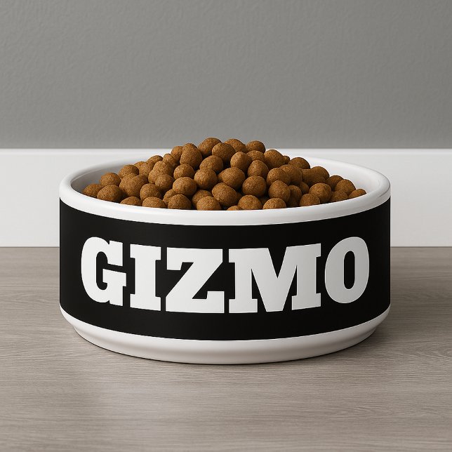 Écuelle Nom personnalisé en gras Nourriture de chien noir (Bold Custom Name Black Dog Feeding Bowl
)