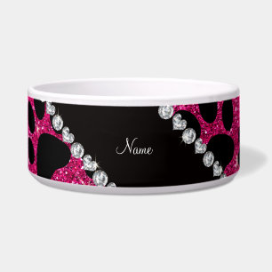 Écuelle Nom personnalisé neon rose parties scintillant noi