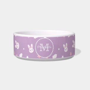 Écuelle Nom pourpre en pastel de lapin rose Girly mignon