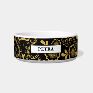 Écuelle Or chic et floral noir