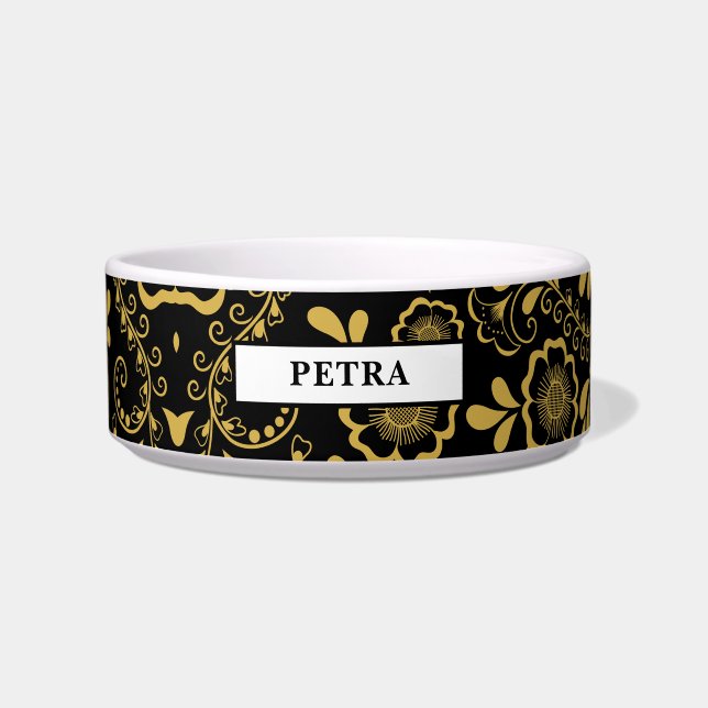 Écuelle Or chic et floral noir (Devant)