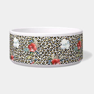 Écuelle Or Empreinte de léopard Rouge Blanc Floral