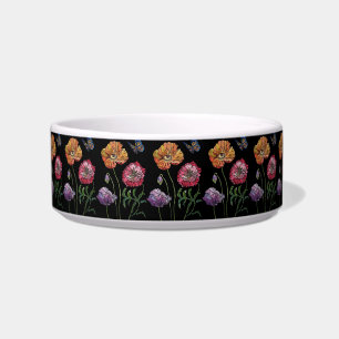 Écuelle Orange Poppy jolies fleurs foncé floral Pet Boire